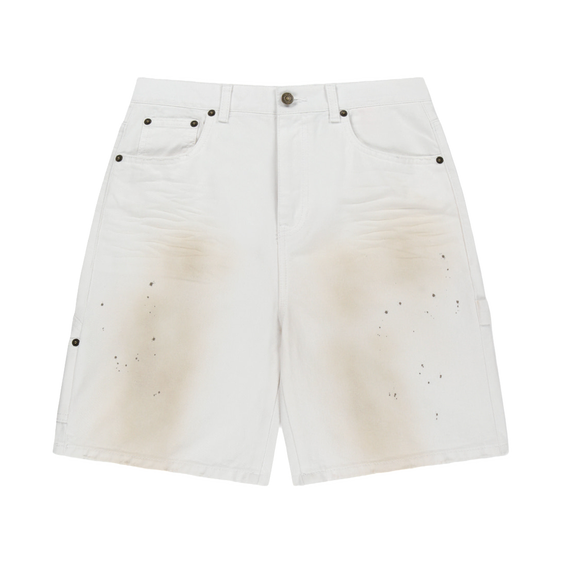 (W) 마뗑킴 카펜터 버뮤다 데님 팬츠 화이트((W) Matin Kim Carpenter Bermuda Denim Pants In White)