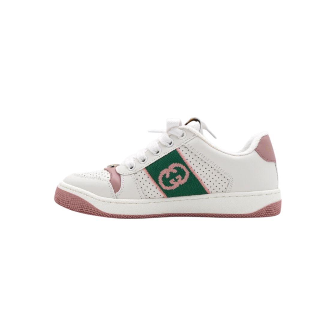 ITCQCEGV5U9W Gucci Interlocking G Pink & White Screener Sneakers