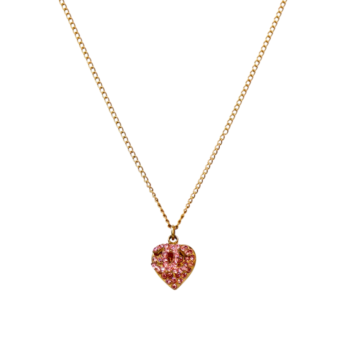 샤넬 핑크 큐빅 하트 목걸이 C-B57580(Chanel Pink Cubic Heart Necklace C-B57580)