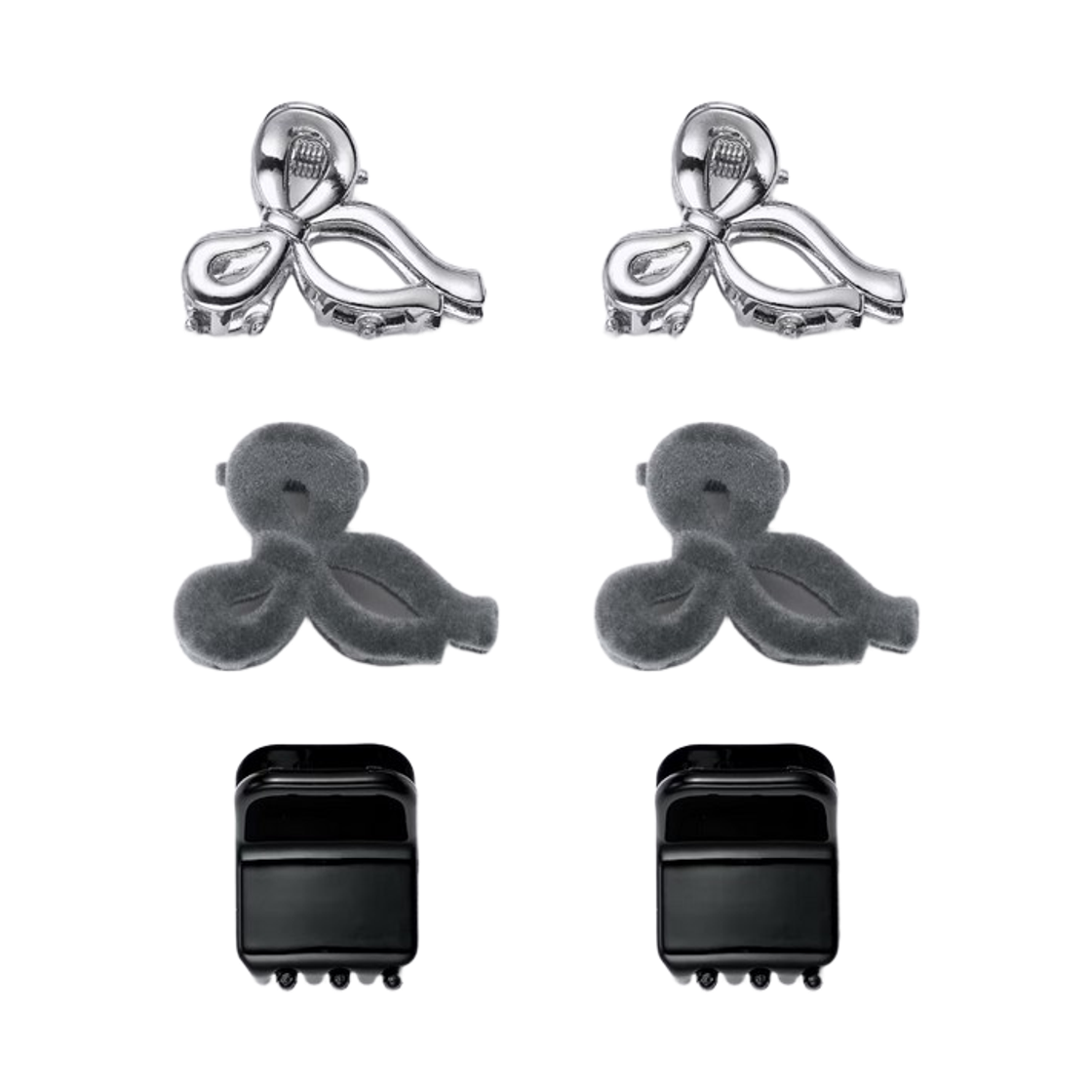 (W) GU 모티프 헤어 클립 그레이 (6개입)((W) GU Motif Mini Hair Clip Gray (6 Pack)) - 1