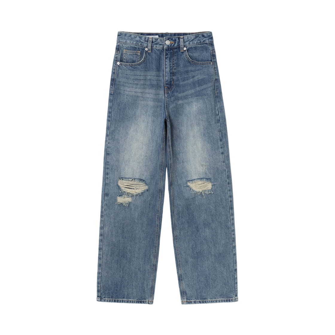 (W) 에잇세컨즈 데미지 스트레이트 데님 스카이 블루((W) 8seconds Damage Straight Denim Sky Blue) - 1
