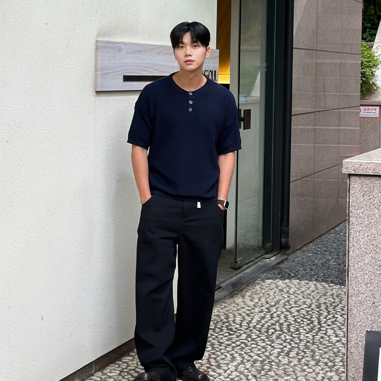 니티드 아웃스트링 커브드 코튼 벌룬 팬츠 블랙(Knitted Outstring Curved Cotton Balloon Pants Black) - 2