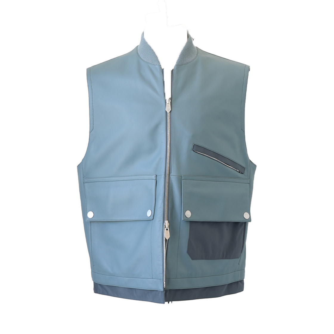 IT8CP2TJCUC4 Hermes Leather Detail Reversible Vest Eucalyptus H553000HA3K