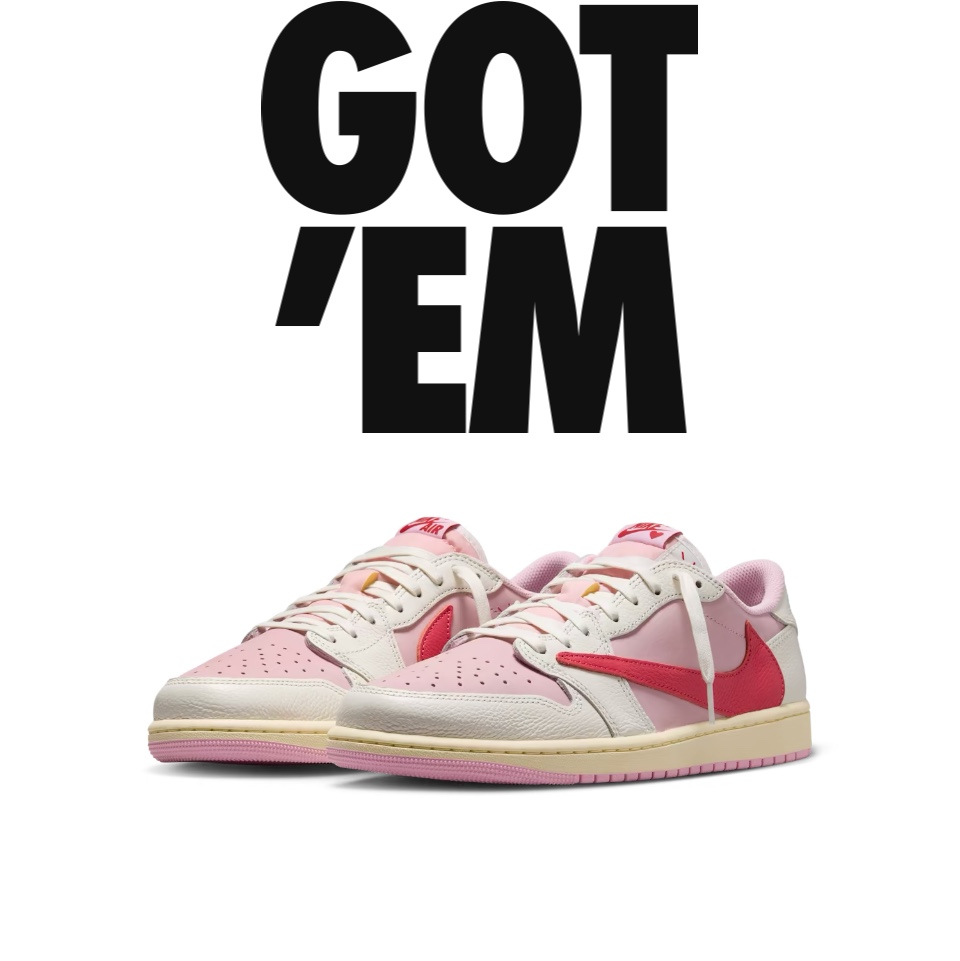 Jordan 1 x Travis Scott Retro Low OG SP Sail Tropical Pink 착용 스타일