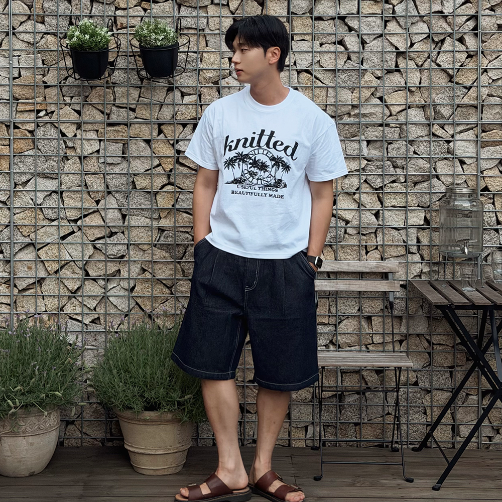 니티드 아웃스트링 버뮤다 데님 하프 팬츠 데님(Knitted Outstring Bermuda Denim Half Pants Denim) - 4