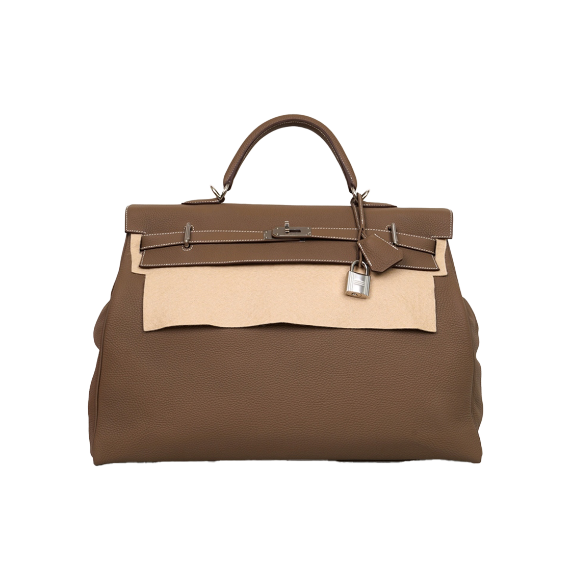 ITSUFEG4G8RW Hermes Kelly 50 Silver Hardware Etoupe, Unused W Stamp