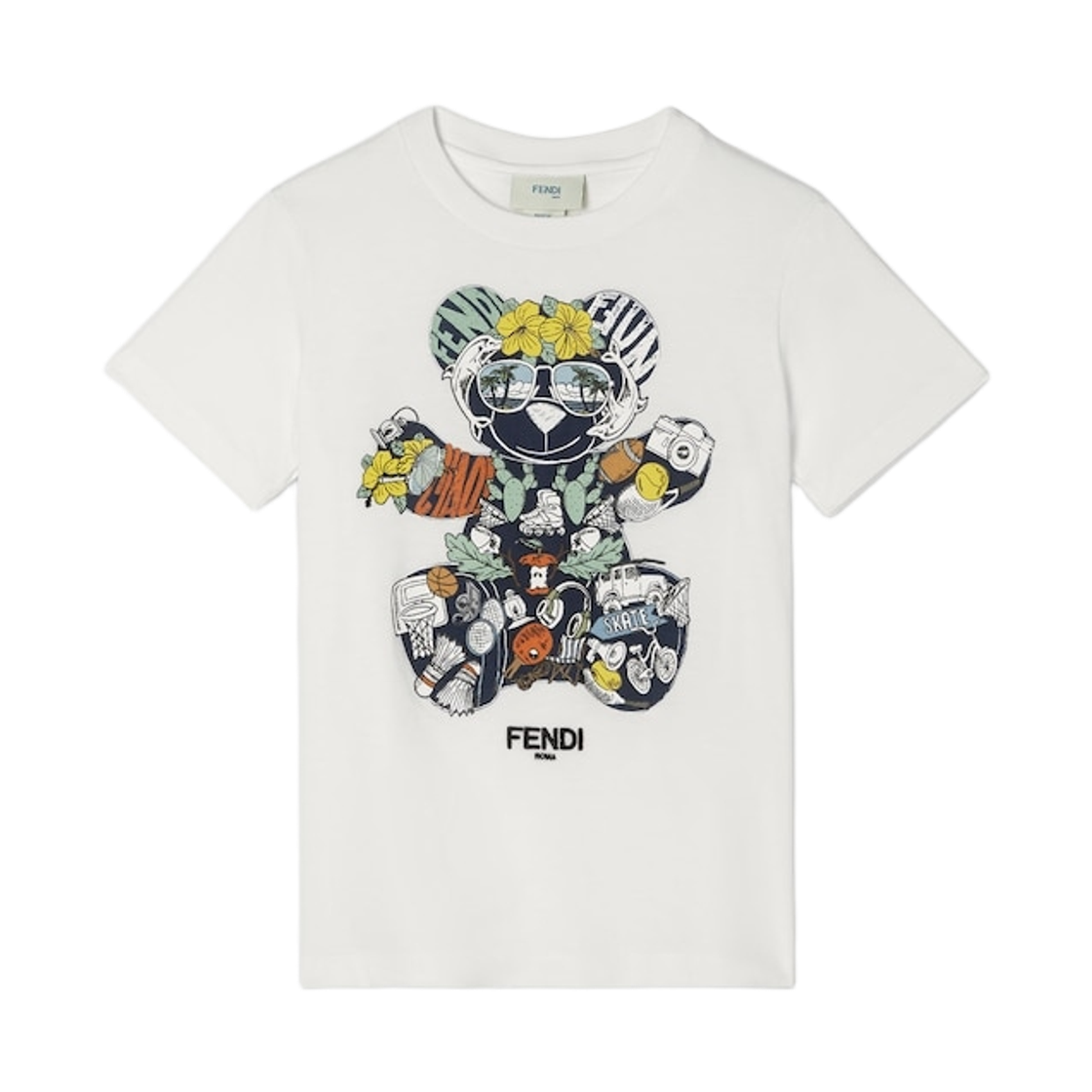 (키즈) 펜디 프린트 티셔츠 화이트((Kids) Fendi T-Shirt with Print White)