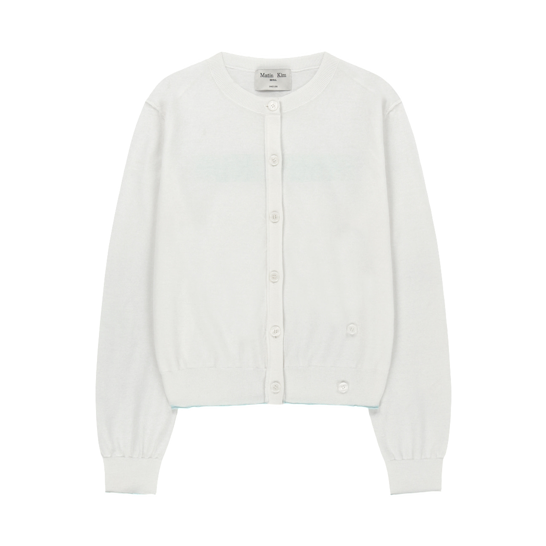 MK2634CD006MWH (W) Matin Kim Back Logo Sheer Cardigan In White