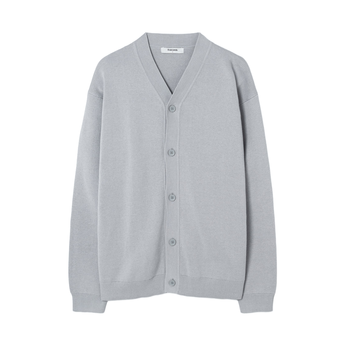 에잇세컨즈 더블 위브 와이넥 베이직 가디건 라이트 그레이 실버(8seconds Double Weave Y-Neck Basic Cardigan Light Gray Silver) - 1