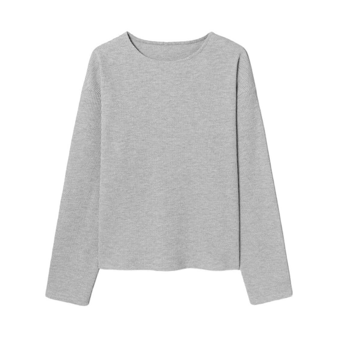 에잇세컨즈 세미 크롭 와플 티셔츠 그레이 앤틱 실버(8seconds Semi Cropped Waffle T-Shirt Gray Antique Silver)