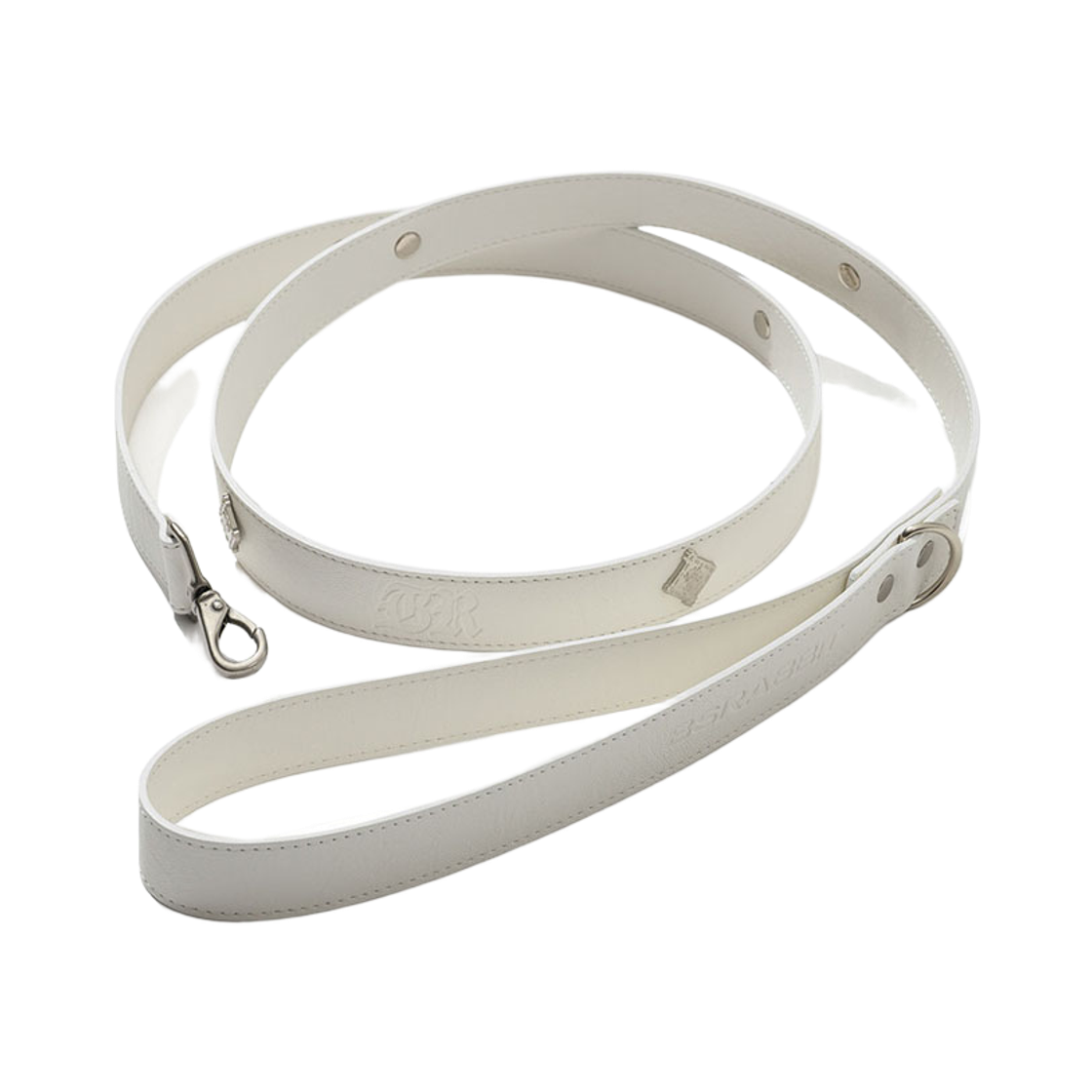 비에스래빗 시그너쳐 리벳 비건 레더 독 리쉬 화이트(Bsrabbit Signature Rivet Vegan Leather Dog Leash White) - 2