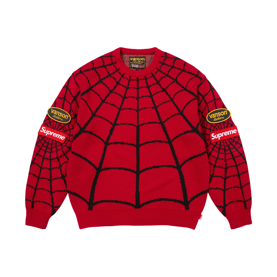 슈프림 x 밴슨 레더 스파이더맨 스웨터 레드 - 26SS(Supreme x Vanson Leathers Spider-Man Sweater Red - 26SS)