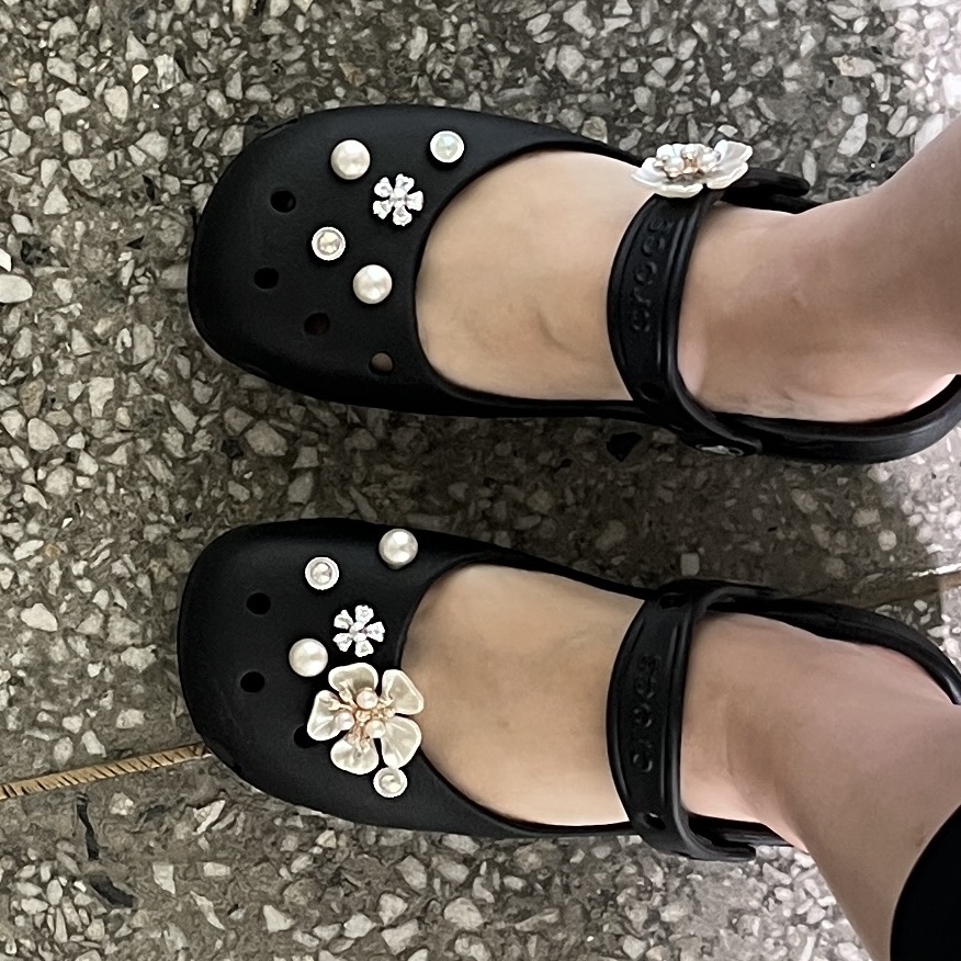 (W) Crocs Classic Ballet Black 착용 스타일