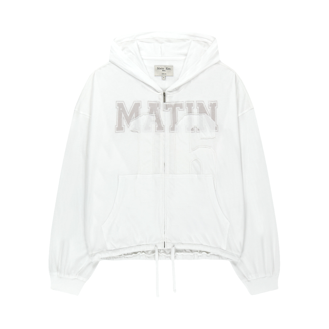 MK2634JP013MWH (W) Matin Kim Matin 16 Applique Logo Hoody Zip Up In White