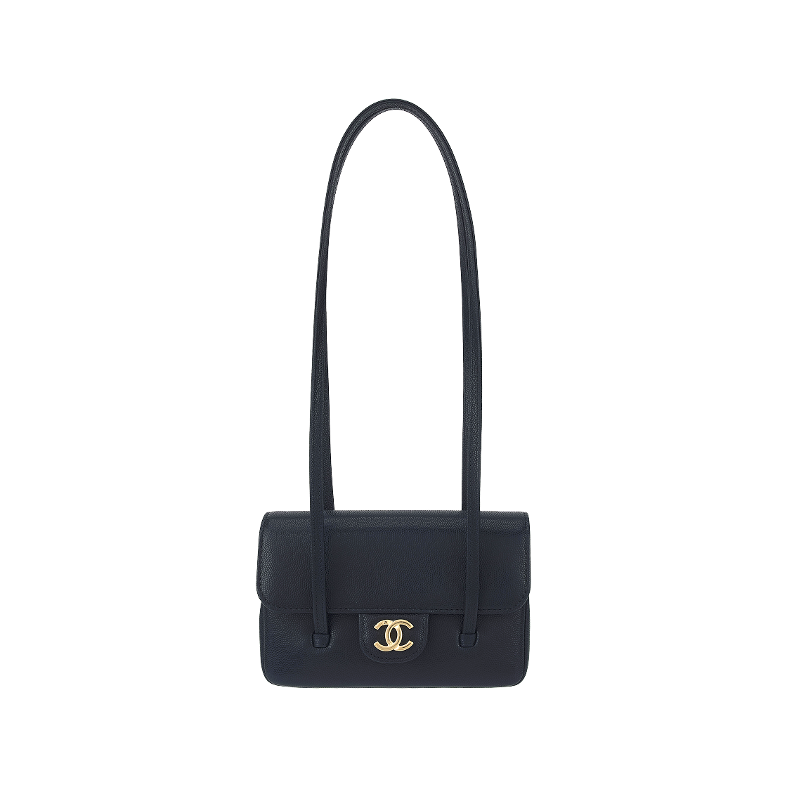 AP5068-B23204-U2366 Chanel Clutch with Leather Strap Grained Shiny Calfskin & Gold Dark Blue