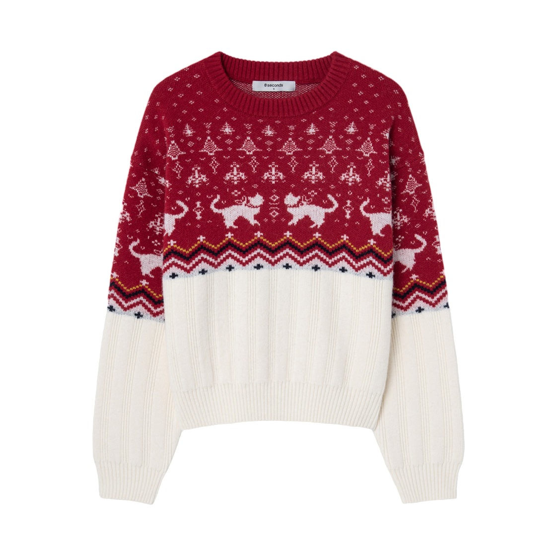 165151AQ16 (W) 8seconds Jacquard Pullover Red