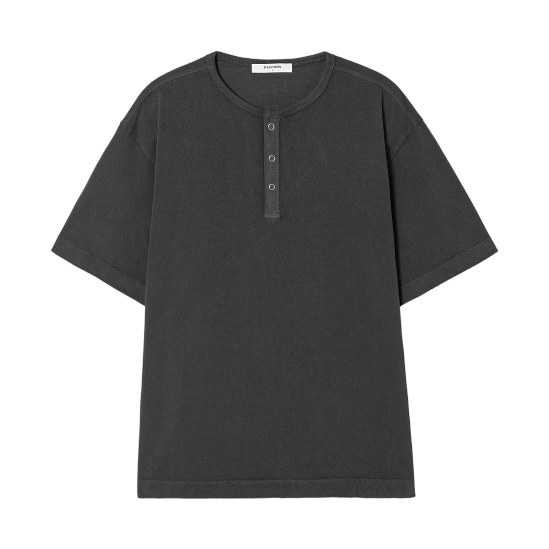 에잇세컨즈 가먼트 다잉 헨리넥 숏슬리브 티셔츠 애쉬(8seconds Garment Dyeing Henley Neck Short Sleeve T-Shirt Ash)