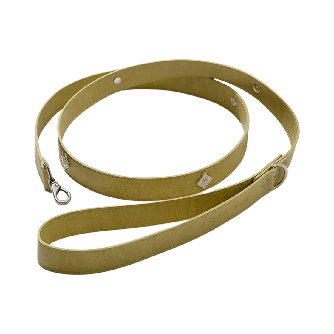 비에스래빗 시그너쳐 리벳 비건 레더 독 리쉬 올리브(Bsrabbit Signature Rivet Vegan Leather Dog Leash Olive) - 2