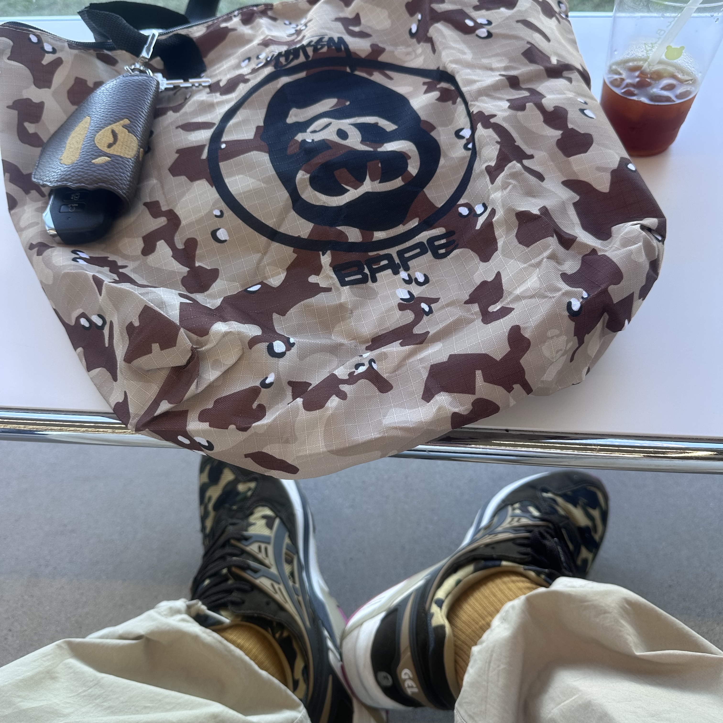 Aftermath Atm Logo Ball Cap Navy, Asics x BAPE Gel-Kayano Trainer Brown Camo 착용 스타일 - 4