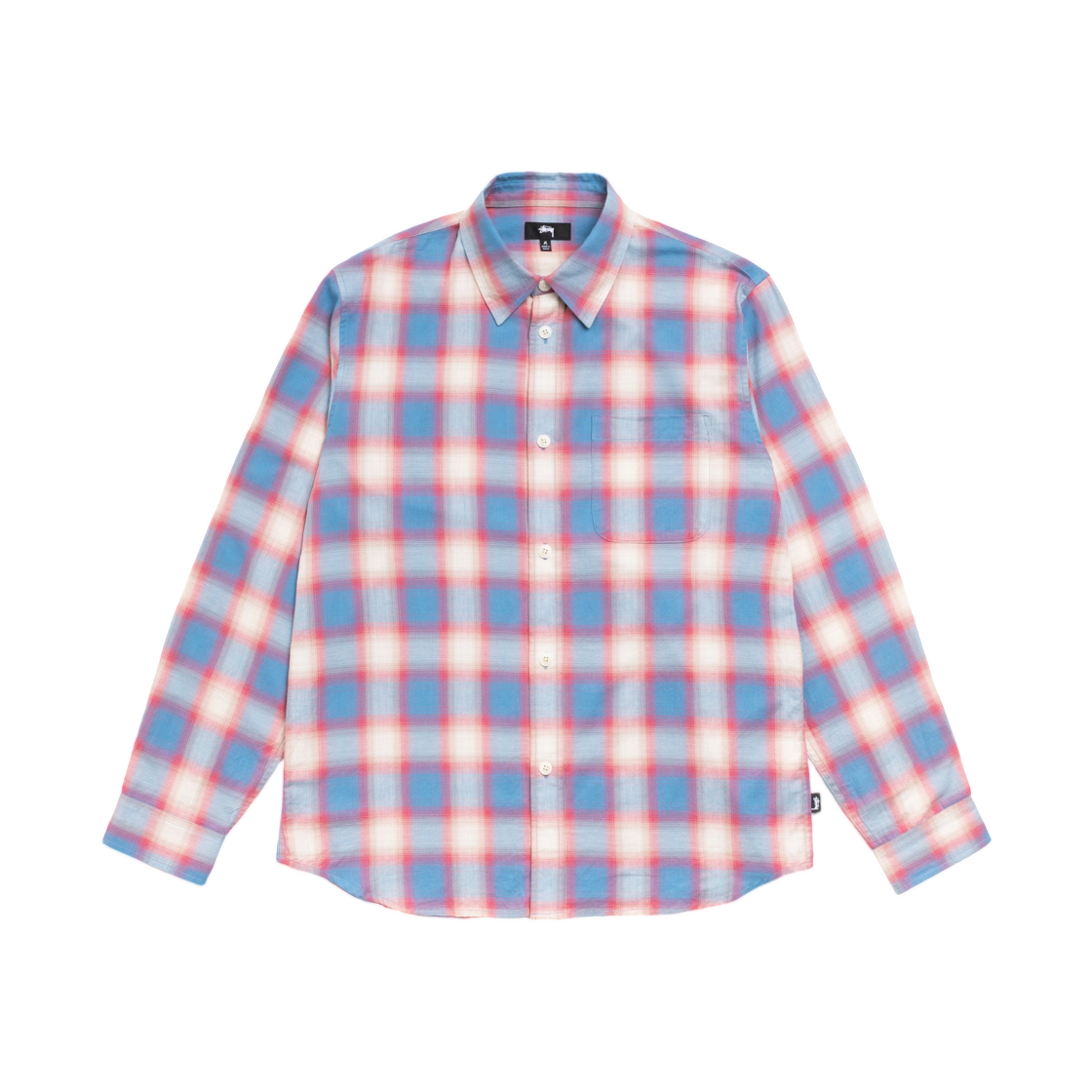 1110391 Stussy Beach Ombre Plaid Shirt Blue