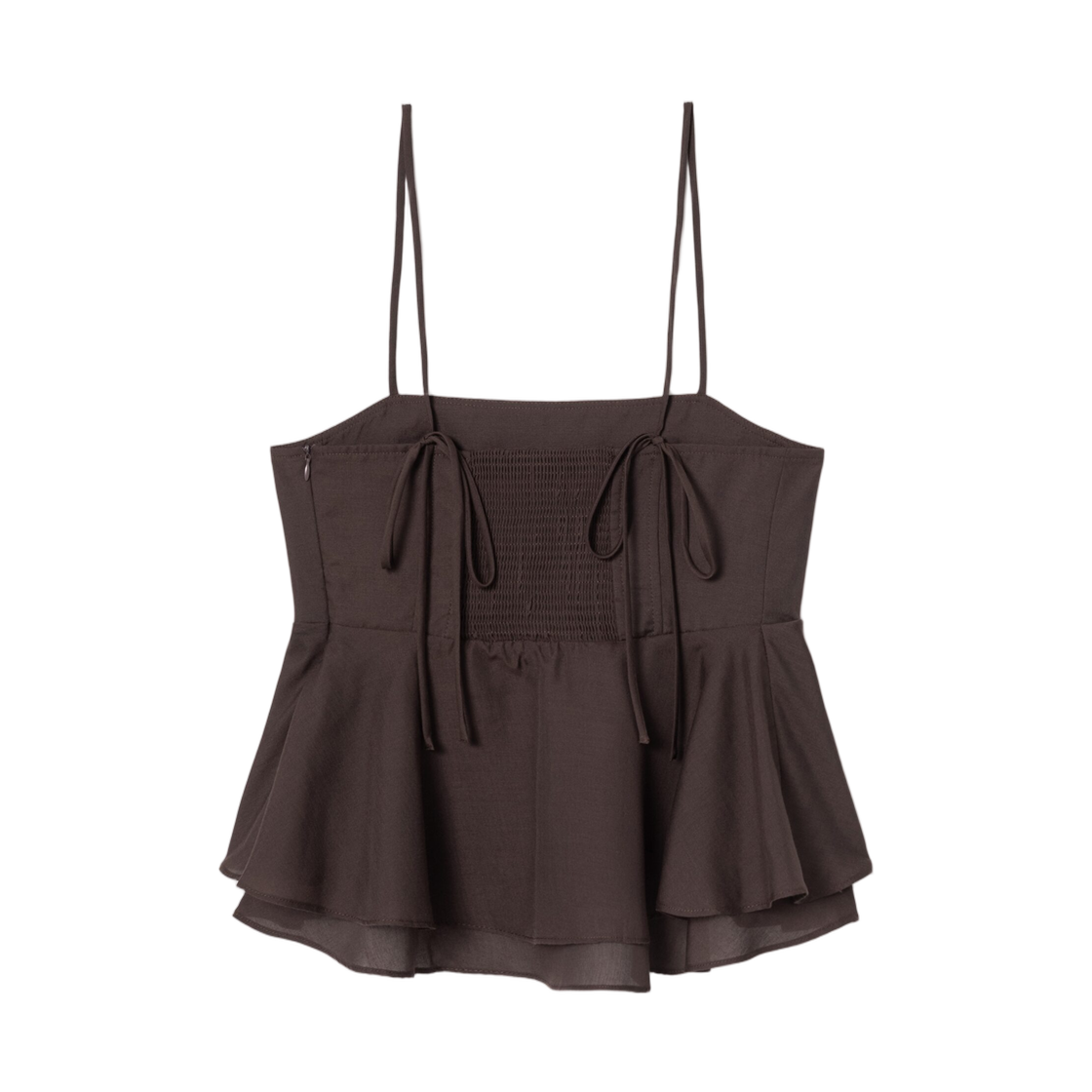 (W) 에잇세컨즈 페플럼 뷔스티에 탑 브라운((W) 8seconds Peplum Bustier Top Brown) - 2