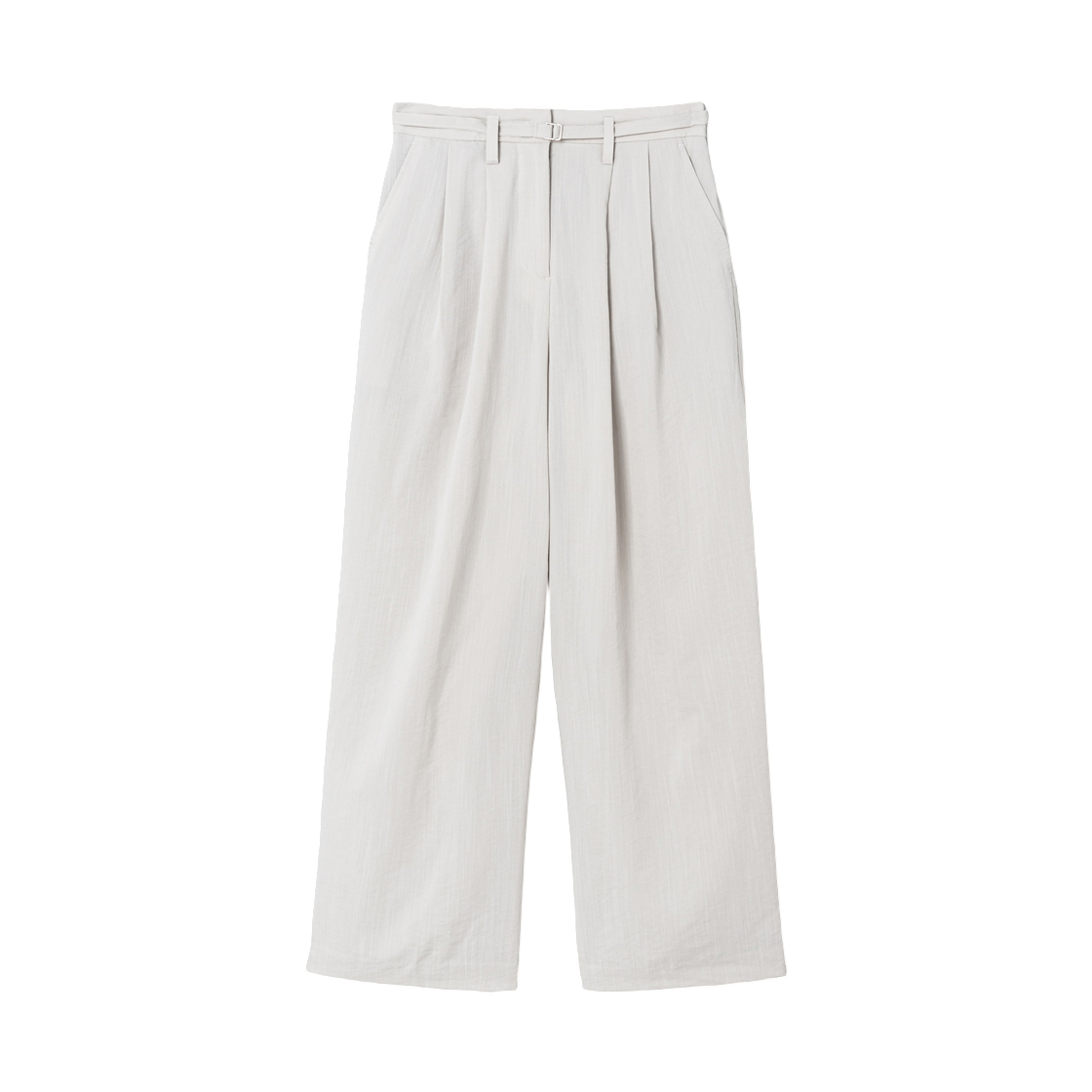 (W) 에잇세컨즈 레이온 블렌드 와이드 벨트 슬랙스 아이보리((W) 8seconds Rayon Blend Wide Belt Slacks Ivory)