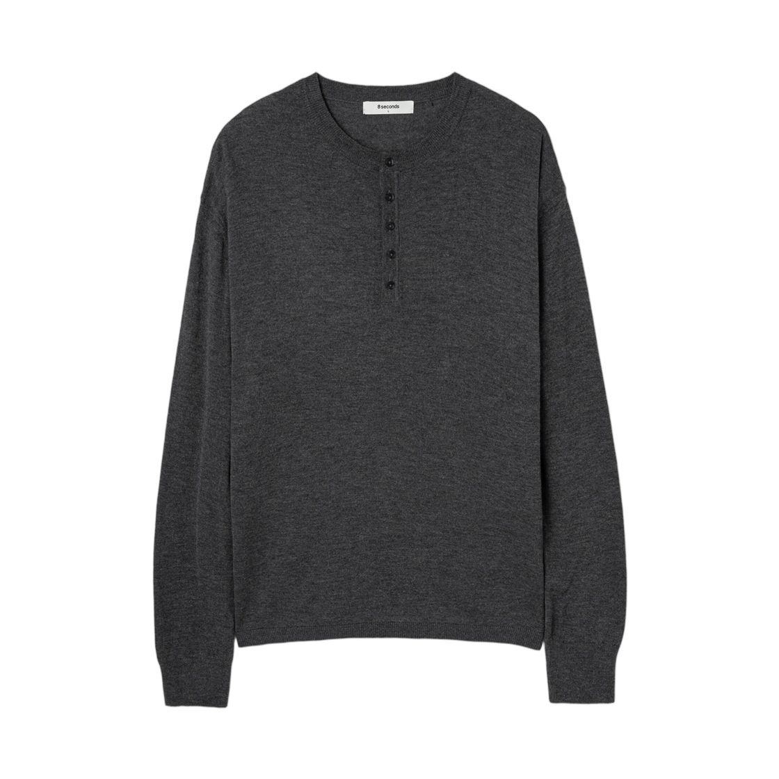 에잇세컨즈 솔리드 헨리넥 니트 애쉬(8seconds Solid Henley Neck Knit Ash)