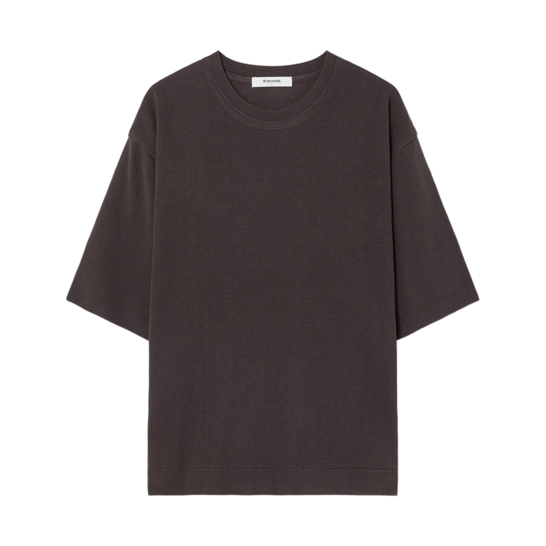425451LY2D 8seconds Half Milano Round Short Sleeve Knit Brown