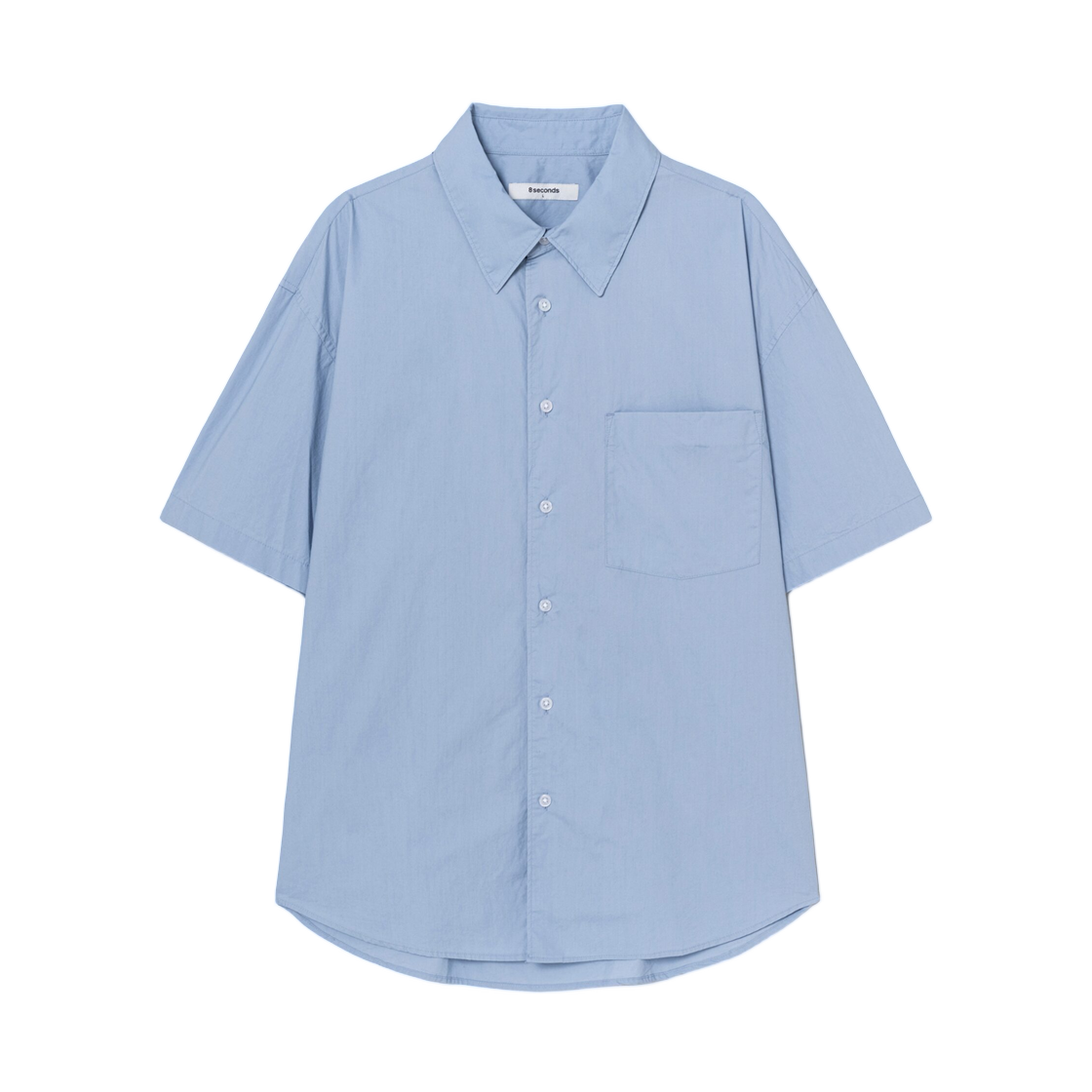 에잇세컨즈 코튼 포플린 오버핏 숏슬리브 셔츠 스카이 블루(8seconds Cotton Poplin Over Fit Short Sleeve Shirt Sky Blue)