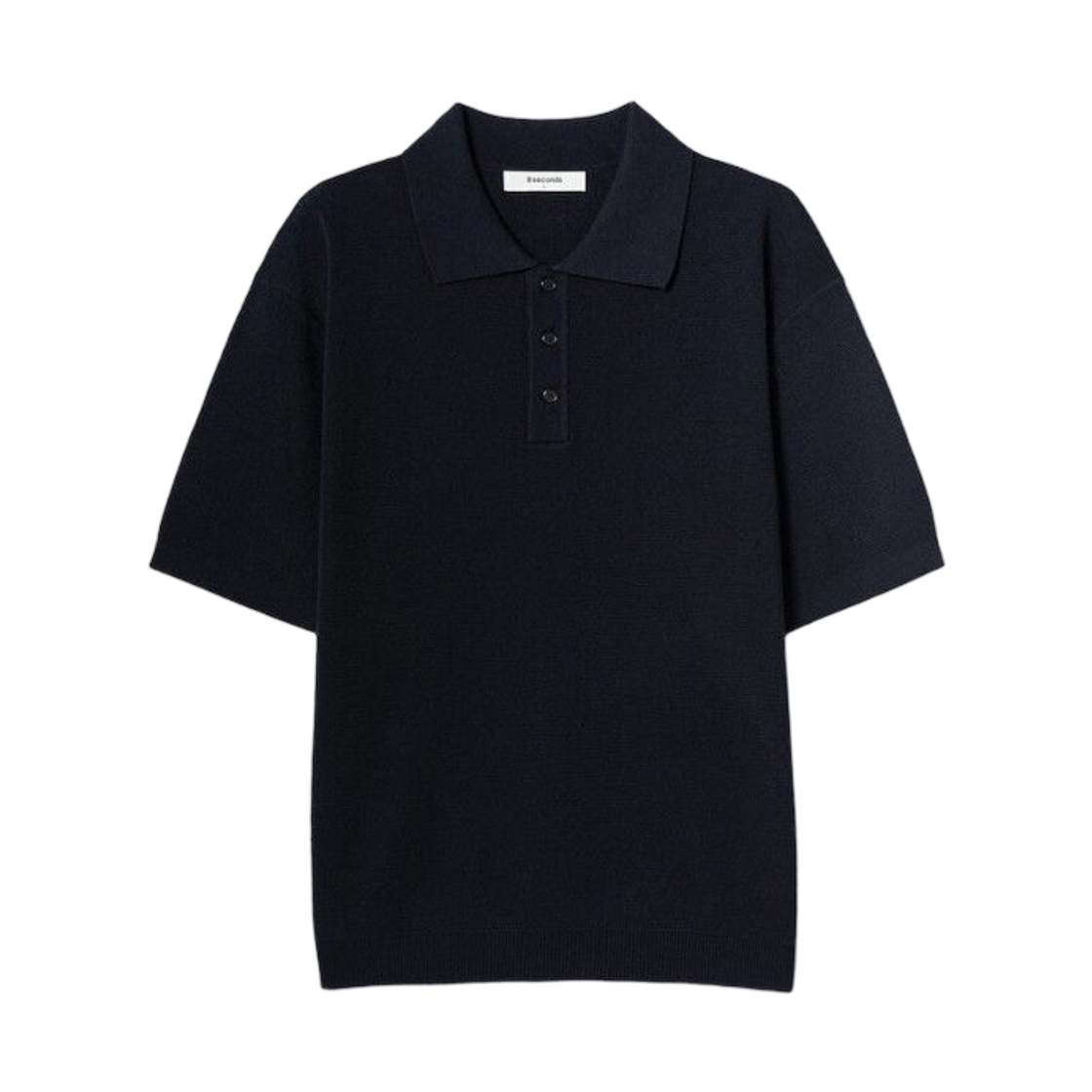 에잇세컨즈 하프 밀라노 칼라 넥 숏슬리브 니트 네이비(8seconds Half Milano Collar Neck Short Sleeve Knit Navy)