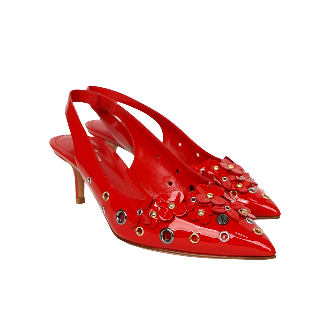 루이비통 레드 플라워 슬링백 펌프스 36.5 (235mm) 1A2JI5(Louis Vuitton Red Flower Slingback Pumps 1A2JI5) - 1