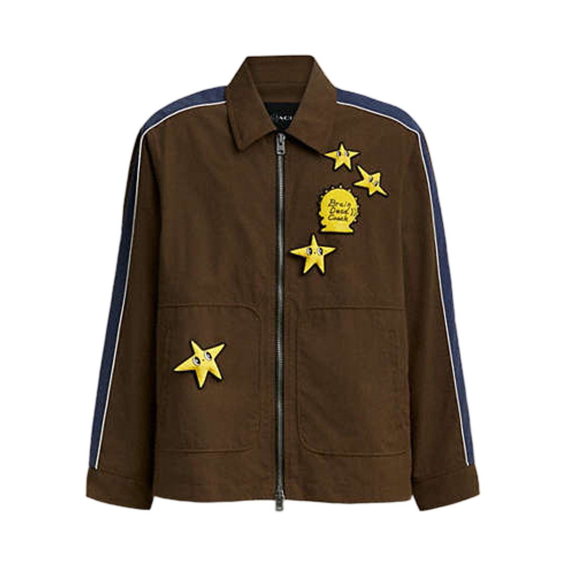 코치 x 브레인 데드 나일론 레이서 자켓 인 리사이클드 폴리아미드 브라운(Coach x Brain Dead Nylon Racer Jacket in Recycled Polyamide Brown) - 1