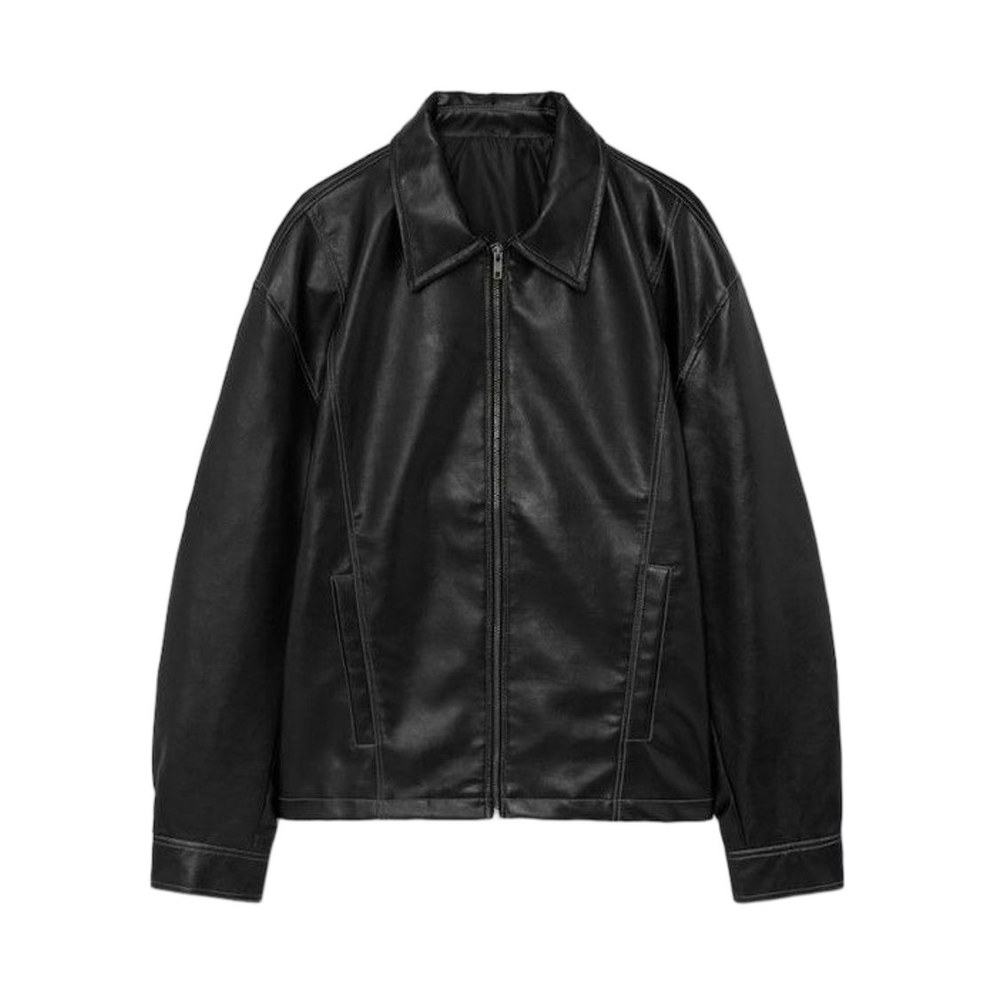에잇세컨즈 페이크 레더 탑 스티치 블루종 블랙(8seconds Fake Leather Top Stitch Blouson Black) - 1