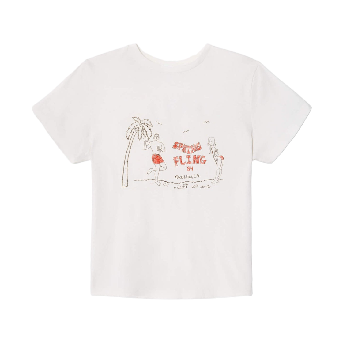(W) 리던 클래식 스프링 플링 티셔츠 빈티지 화이트((W) Re/Done Classic Spring Fling T-Shirt Vintage White)