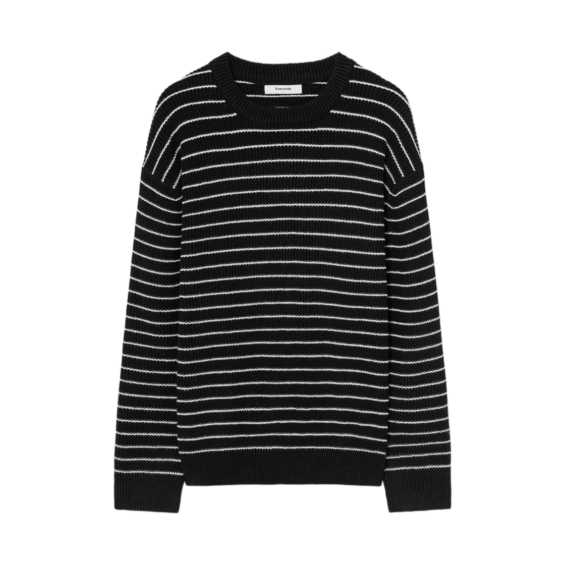 에잇세컨즈 핀 스트라이프 니트 풀오버 블랙(8seconds Pin Stripe Knit Pullover Black)