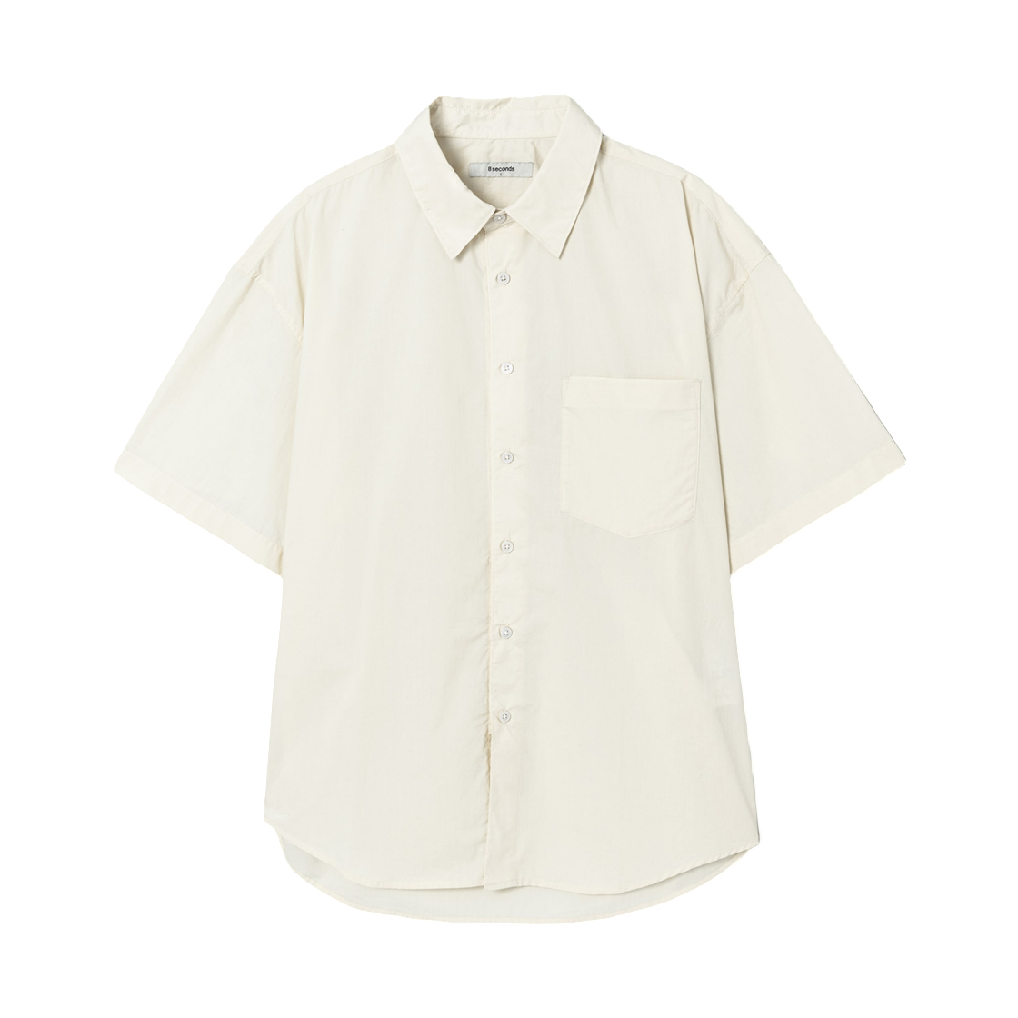 에잇세컨즈 코튼 포플린 오버핏 숏슬리브 셔츠 아이보리(8seconds Cotton Poplin Over Fit Short Sleeve Shirt Ivory)