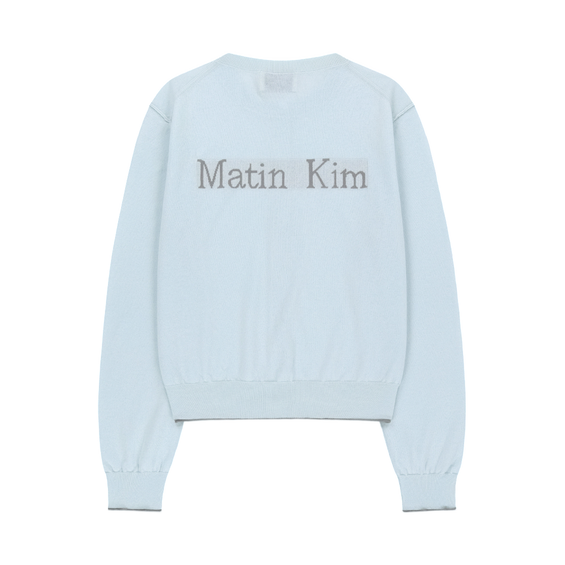 (W) 마뗑킴 백 로고 시어 가디건 라이트 블루((W) Matin Kim Back Logo Sheer Cardigan In Light Blue) - 2