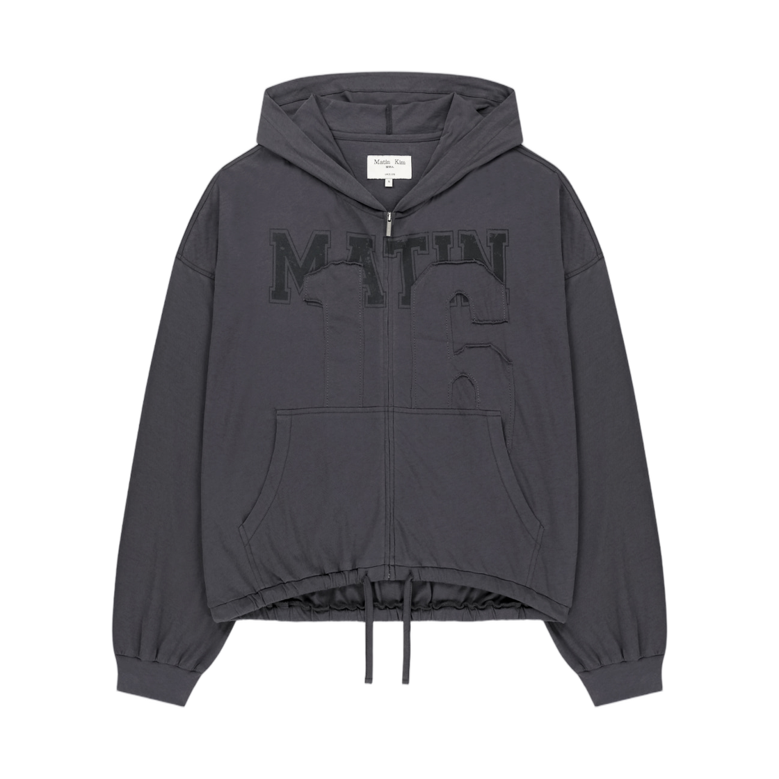 MK2634JP013MDV (W) Matin Kim Matin 16 Applique Logo Hoody Zip Up In Dark Navy