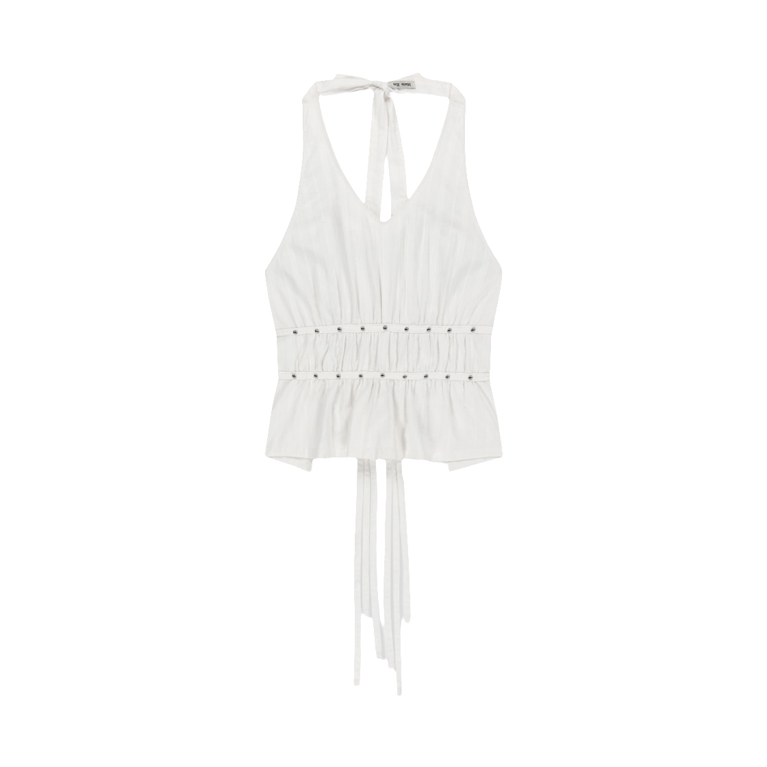 MK2634BL002MWH (W) Matin Kim Halter Neck Shirring Blouse In White