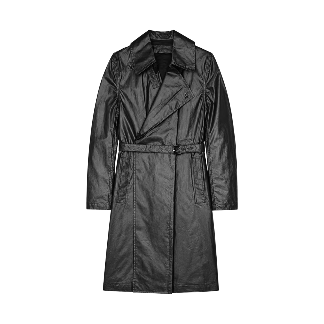 OW1201-LF1381-983 (W) Lemaire Water Repellent Light Coated Cotton Light Wrap Coat Ash Black