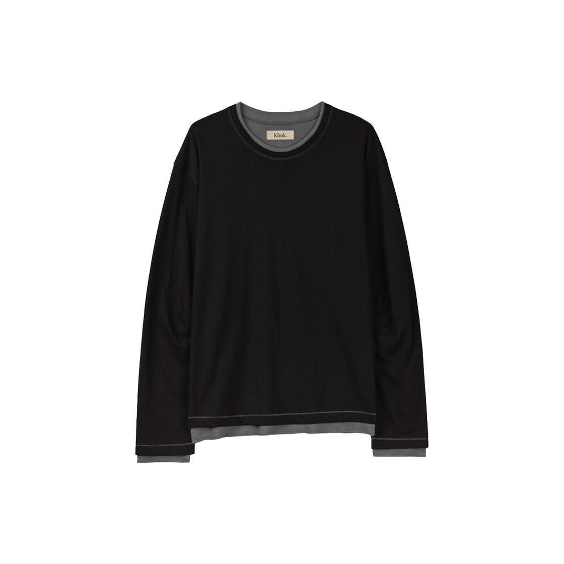 칵 레이어드 롱슬리브 블랙(Khak. Layered Long Sleeve In Tencel / Wool Black) - 1