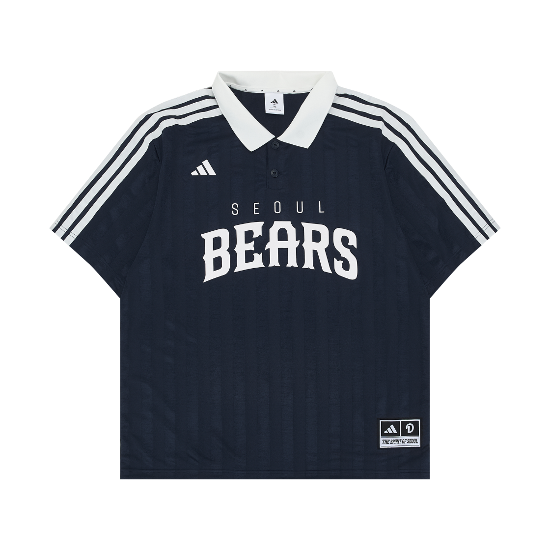 두산 베어스 x 아디다스 폴로 팀 네이비 오프 화이트 - KR 사이즈(Doosan Bears x Adidas Polo Team Navy Off White - KR Sizing)