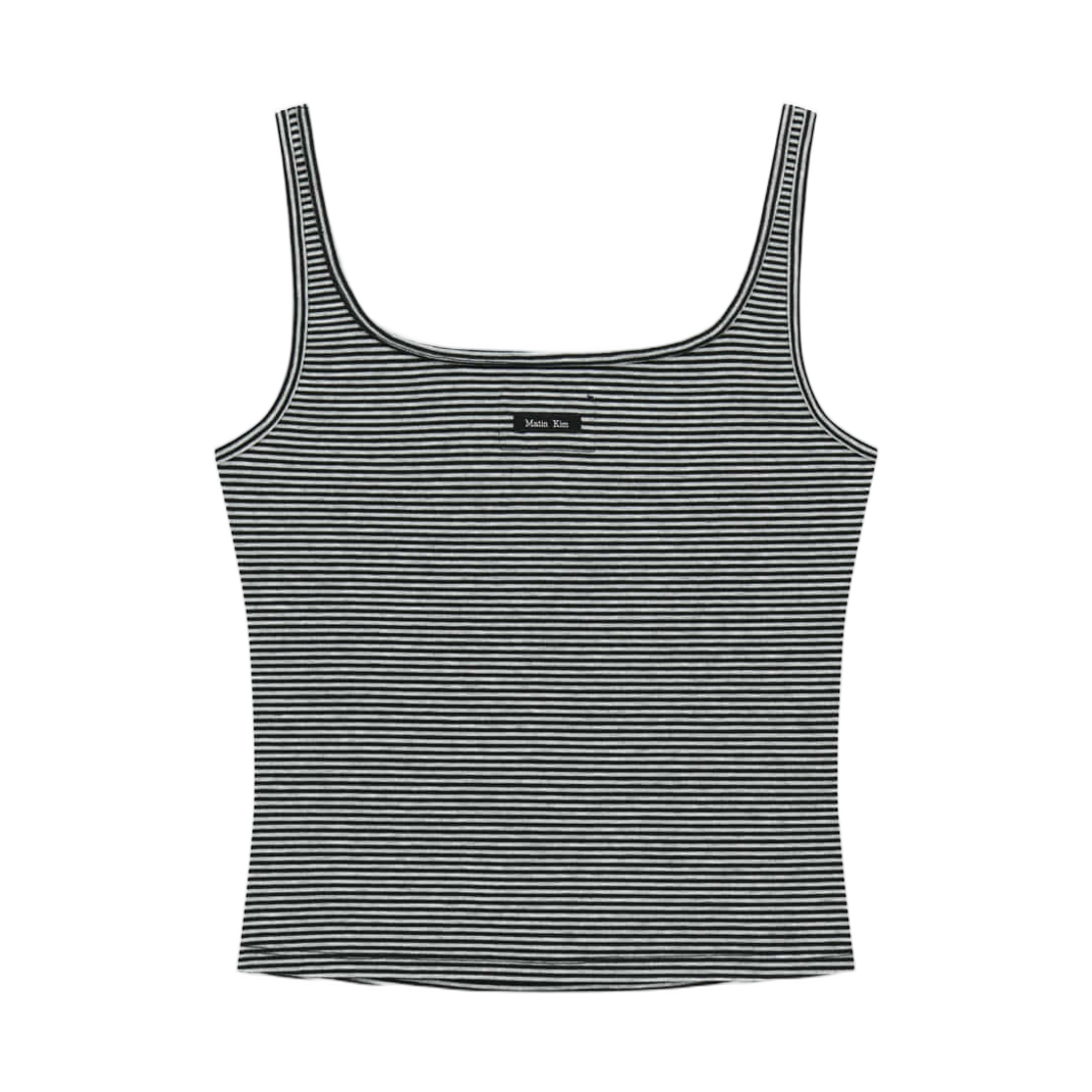 마뗑킴 스퀘어 넥 크롭 탱크탑 블랙(Matin Kim Square Neck Cropped Tank Top In Black) - 2