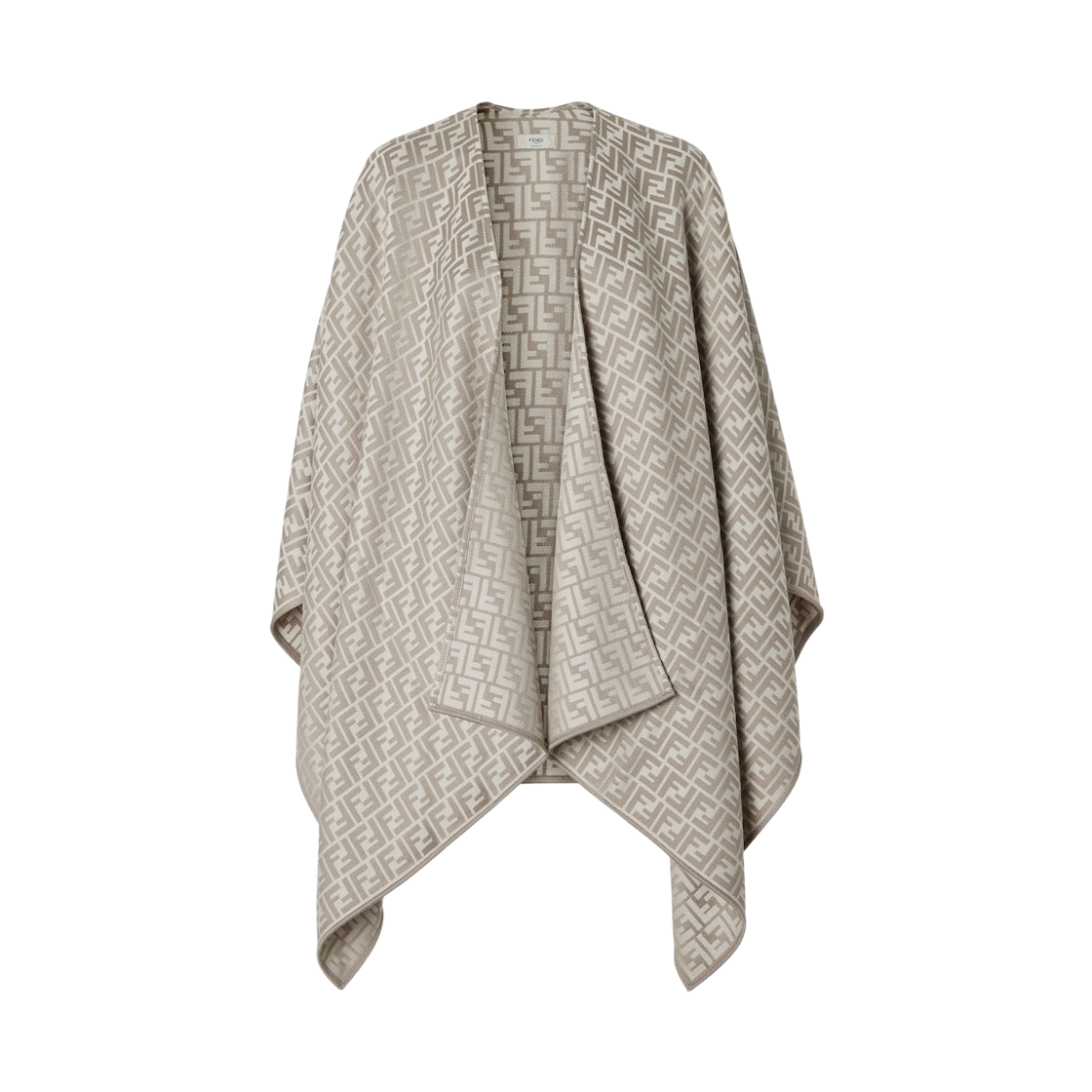 (W) 펜디 울 실크 판초 베이지((W) Fendi Wool and Silk Poncho Beige) - 1