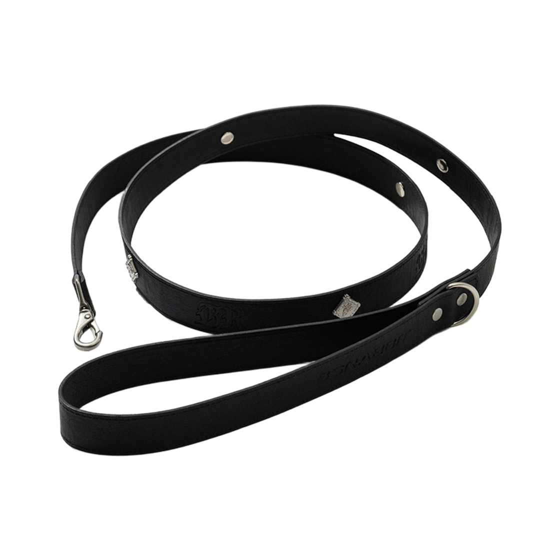 비에스래빗 시그너쳐 리벳 비건 레더 독 리쉬 블랙(Bsrabbit Signature Rivet Vegan Leather Dog Leash Black) - 2