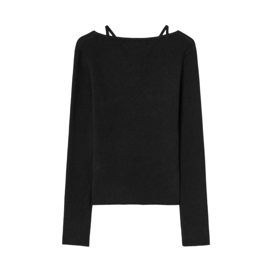(W) 에잇세컨즈 리브드 넥 스트랩 풀오버 블랙((W) 8seconds Ribbed Neck Strap Pullover Black) - 2