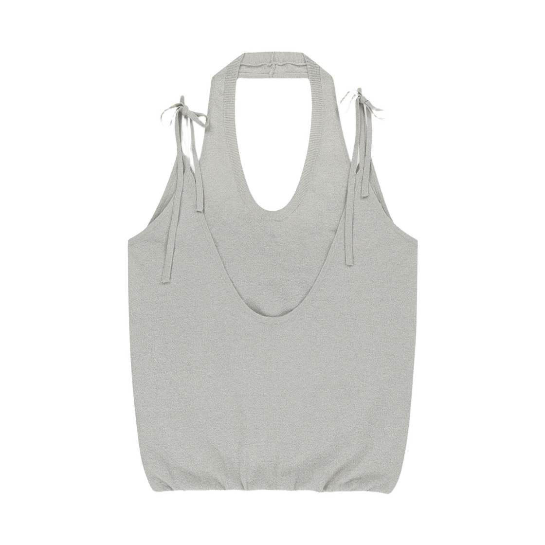 MK2634PO006MLG (W) Matin Kim Layered Tie Halter Neck Knit Top In Light Grey