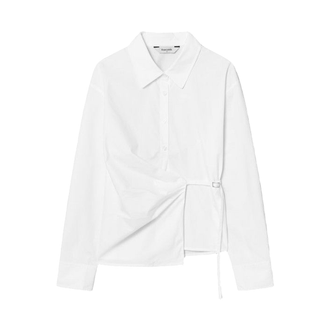 (W) 에잇세컨즈 웨이스트 셔링 벨티드 코튼 셔츠 화이트((W) 8seconds Waist Shirring Belted Cotton Shirt White)