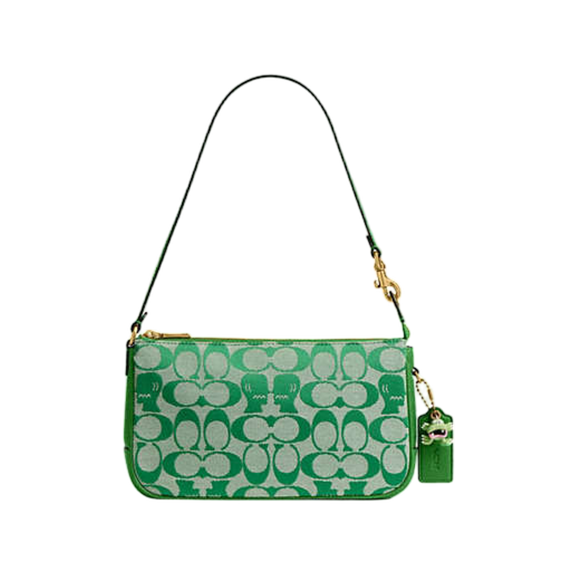 CFF95-B4/KE Coach x Brain Dead Plaza Bag in Signature Jacquard Brass Kelly Green