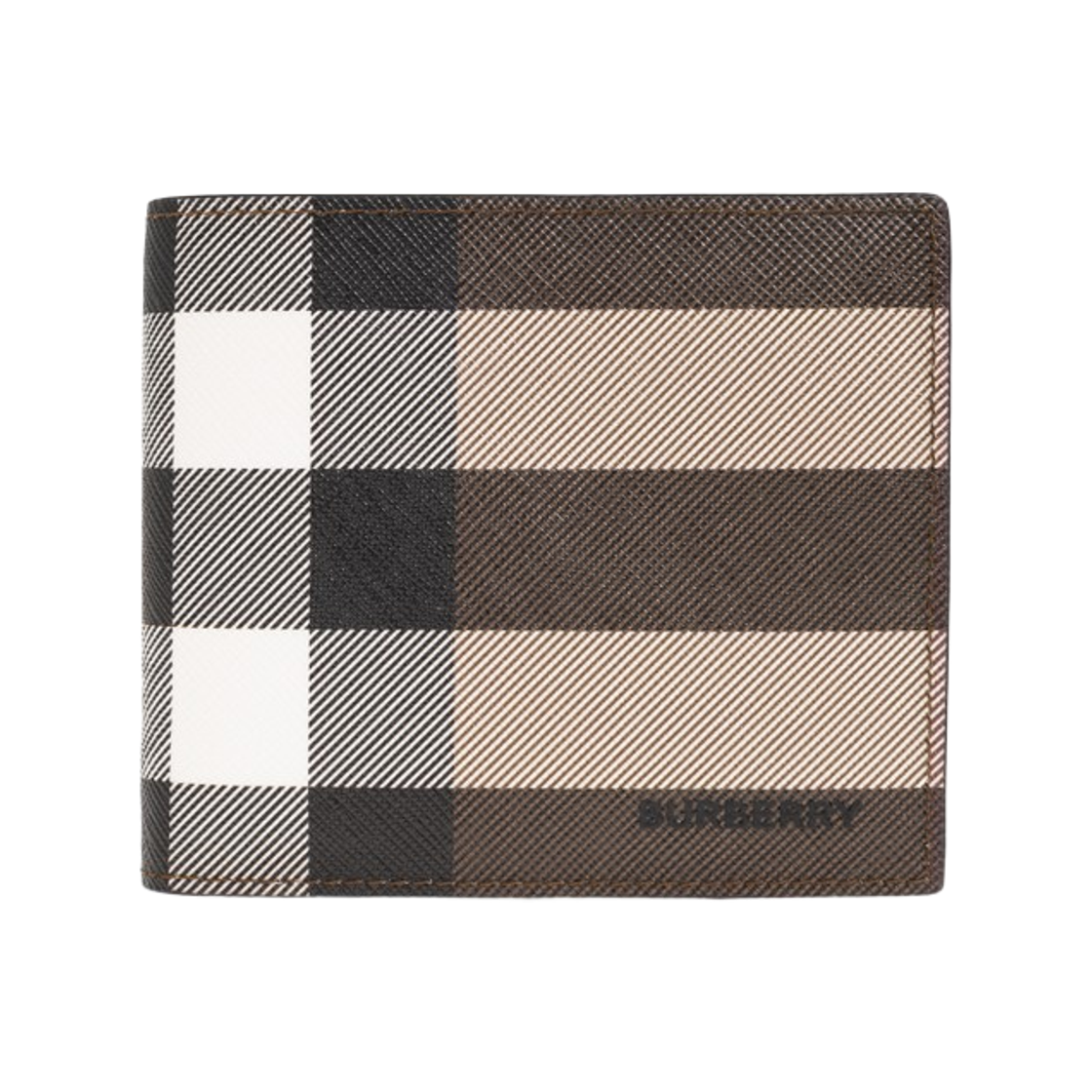 8117323 Burberry Check Bifold Wallet Dark Birch Brown
